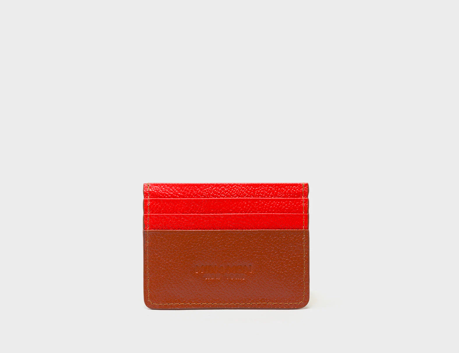 Filium Fiesta Red and Baked City Brown Leather Cardholder - Happy Tiger Print - Back View