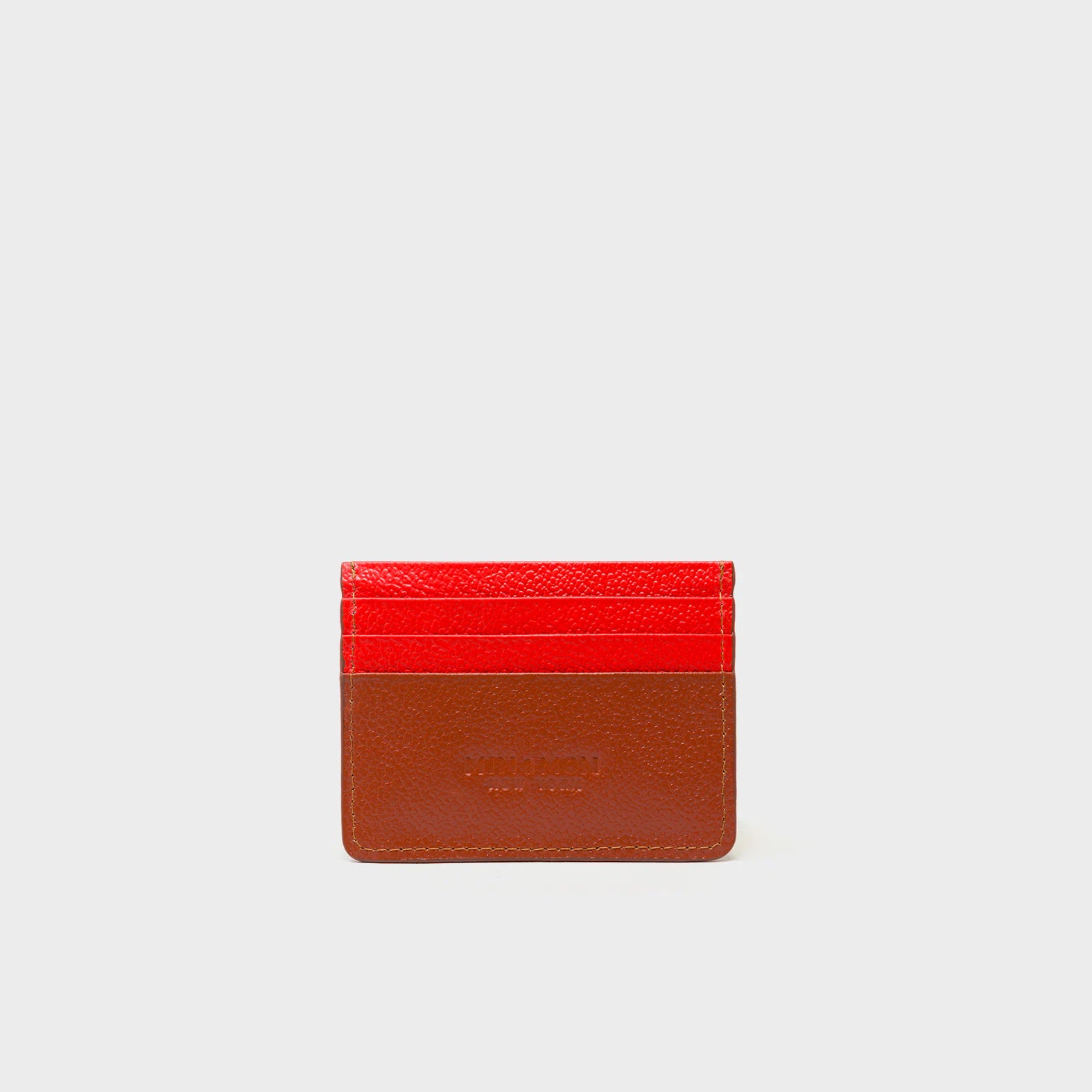 Filium Fiesta Red and Baked City Brown Leather Cardholder - Happy Tiger Print - Back View