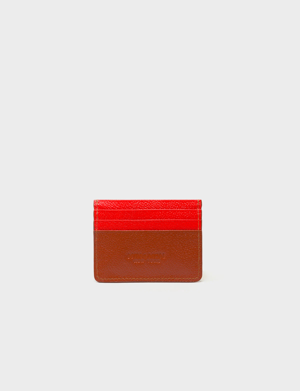 Filium Fiesta Red and Baked City Brown Leather Cardholder - Happy Tiger Print - Back View