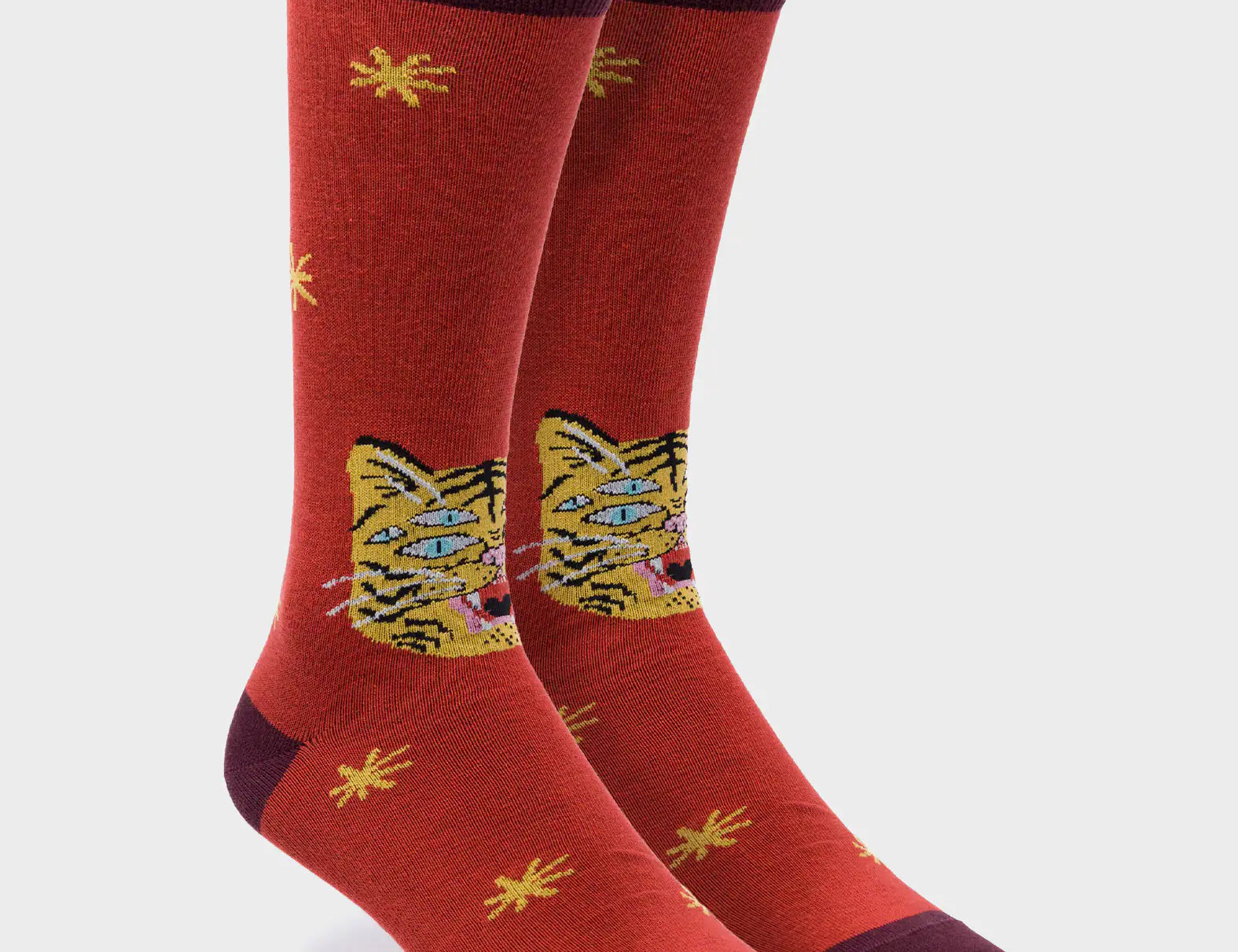 Brown Socks - Happy Tiger Motive - 3D View