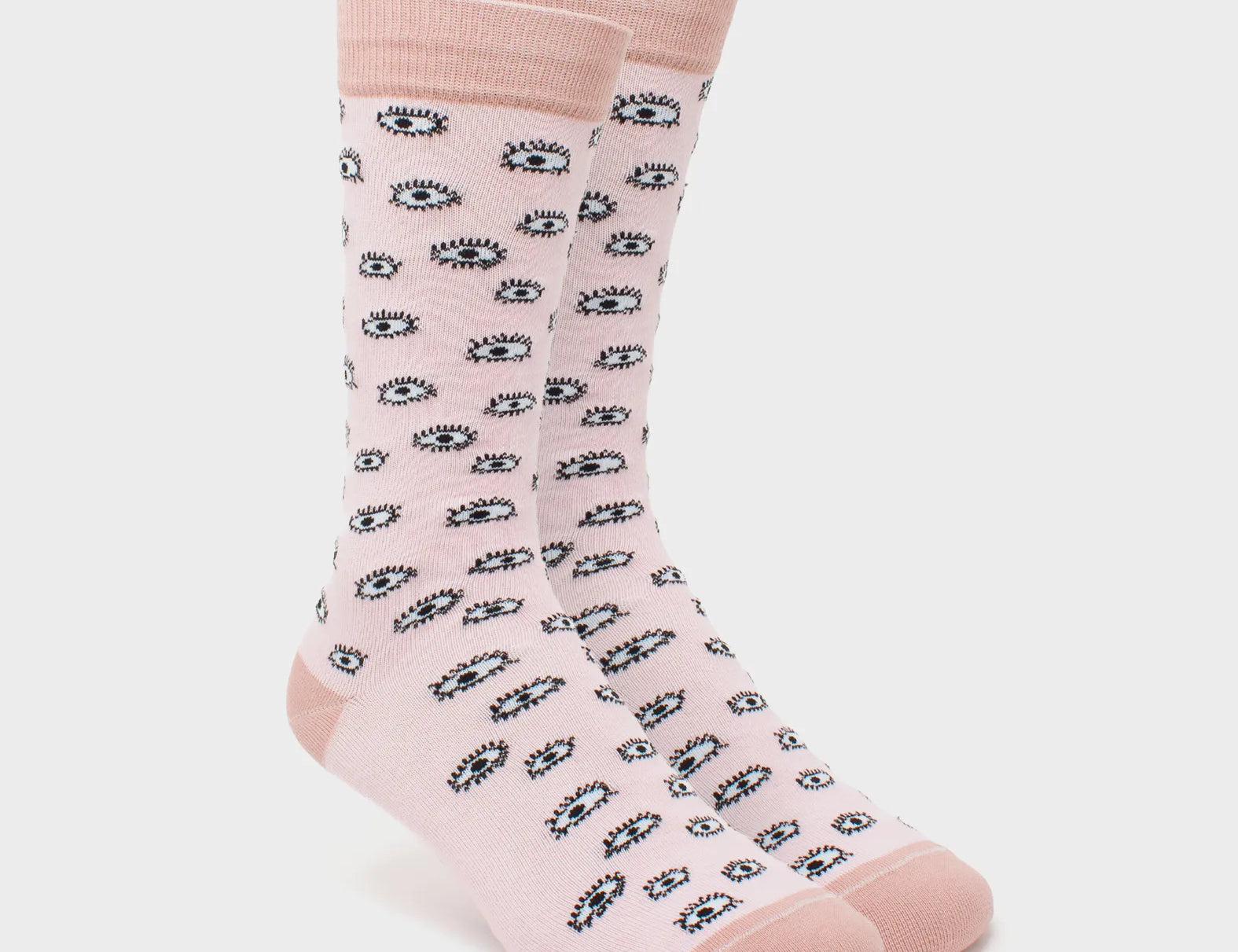 Pink and White Socks - All Over Eyes - Side view