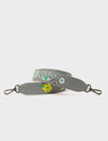 Detachable Gray Leather Shoulder Strap - Floralia Embroidery 
