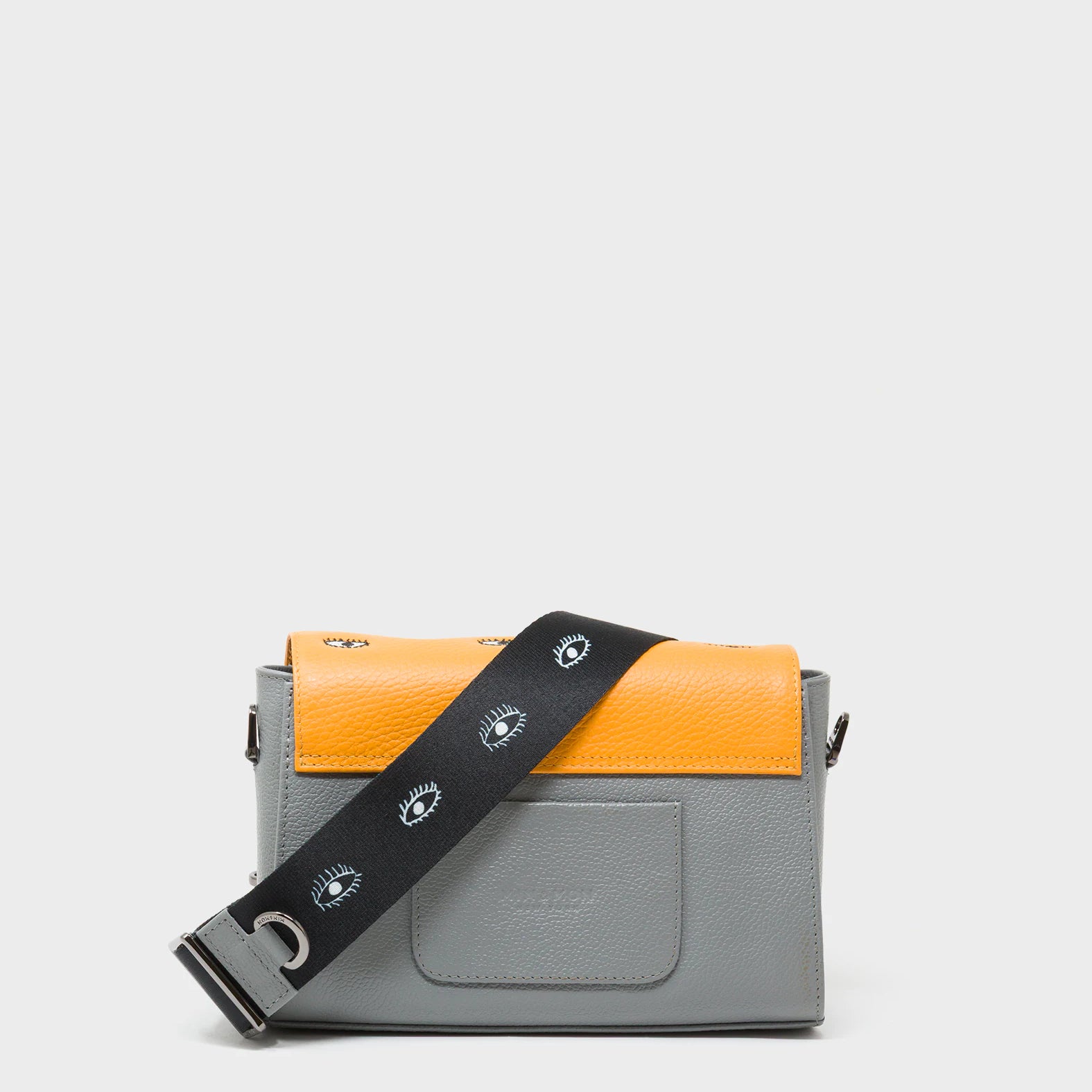 Cael Flamingo Orange and Gray Mini Shoulder Bag - All Over Eyes Embroidery - Back View