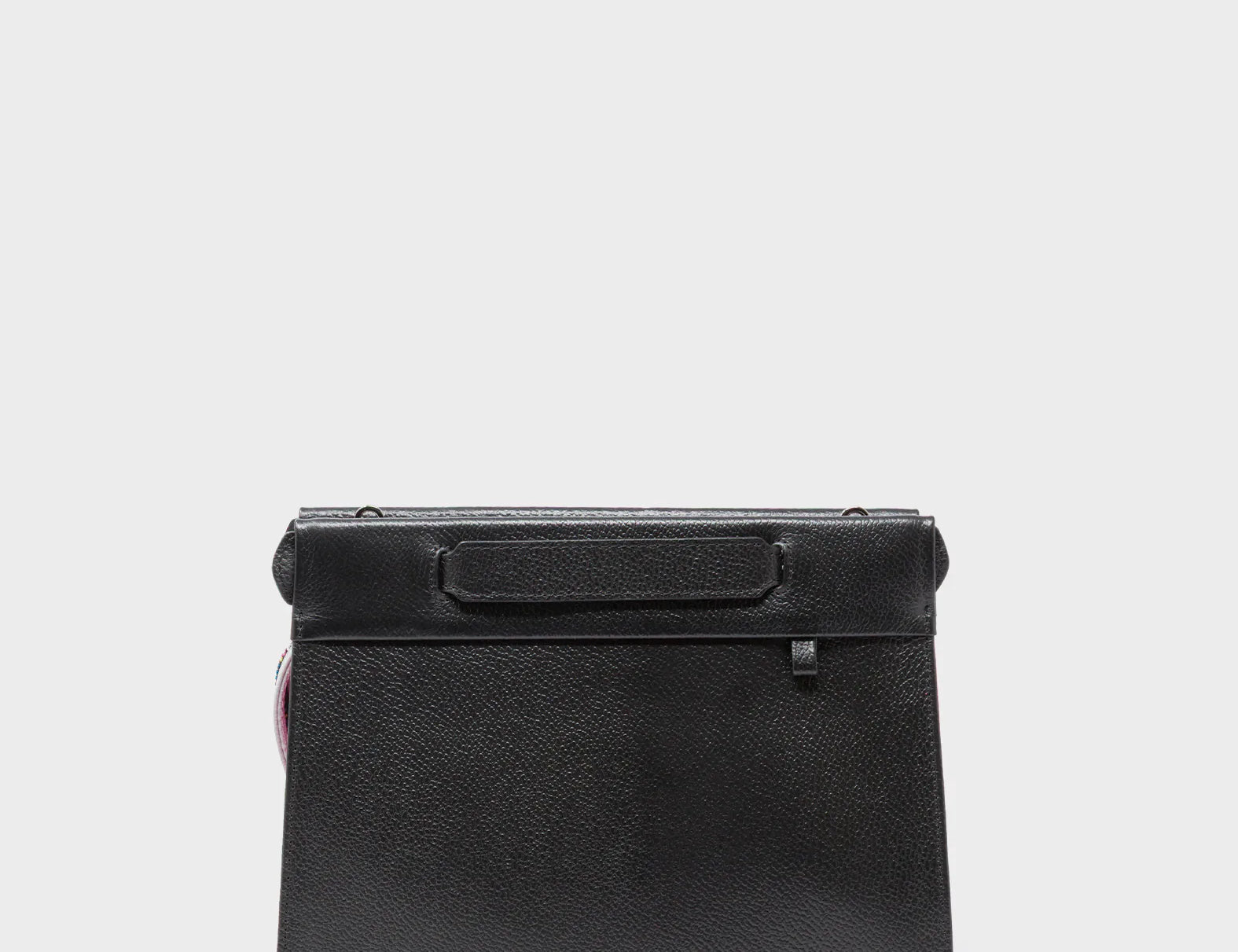 Vali Crossbody Small Black and Bubblegum Pink Leather Bag - All Over Eyes Embroidery - Front