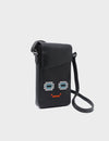 Max Black Cellphone Crossbody Pouch - Happy Face Embroidery