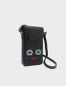 Max Black Cellphone Crossbody Pouch - Happy Face Embroidery - Main View