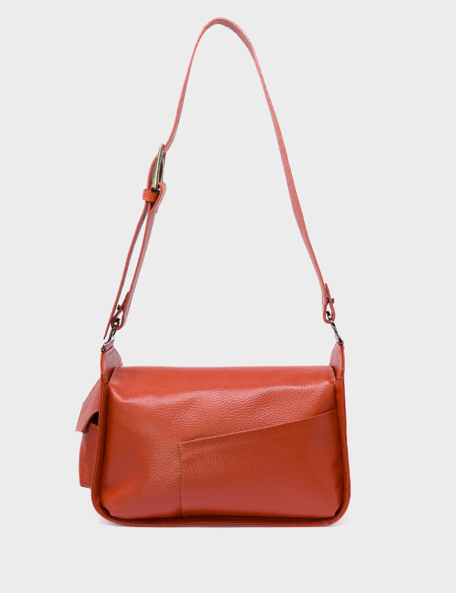 Houston Baked City Brown Leather Shoulder Bag - All Over Eyes Embroidery - Back