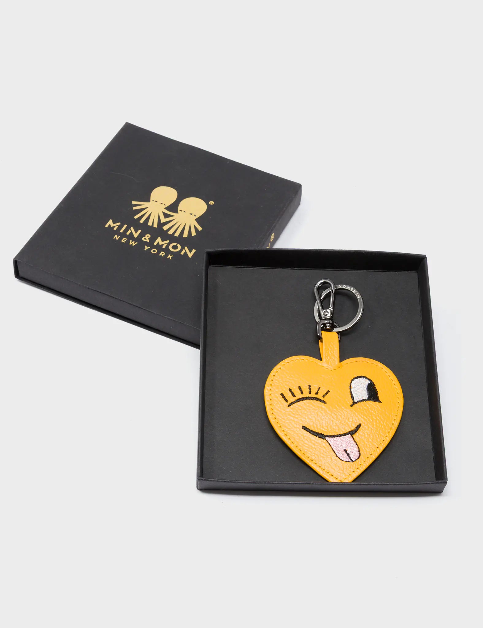 Hearty Smile Charm - Marigold Leather Keychain - Package