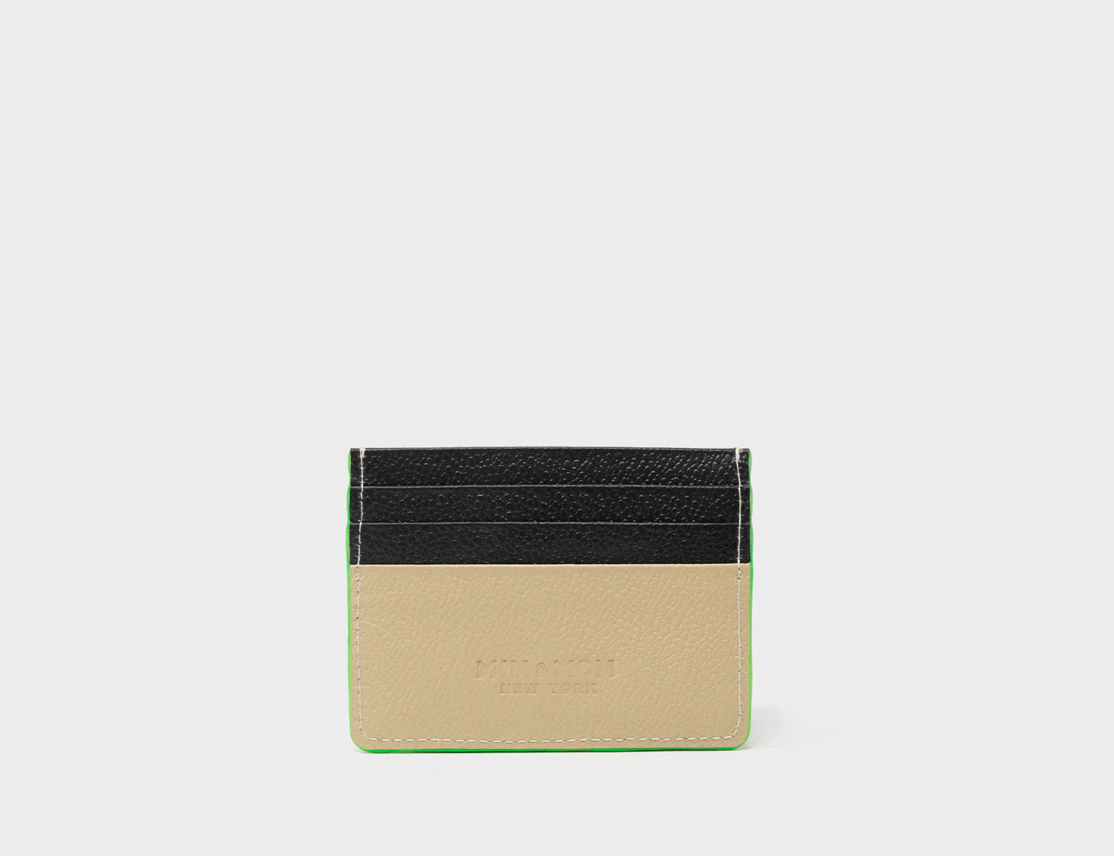 Filium Taos Taupe Leather Cardholder - Retro Tiger Embroidery - Back