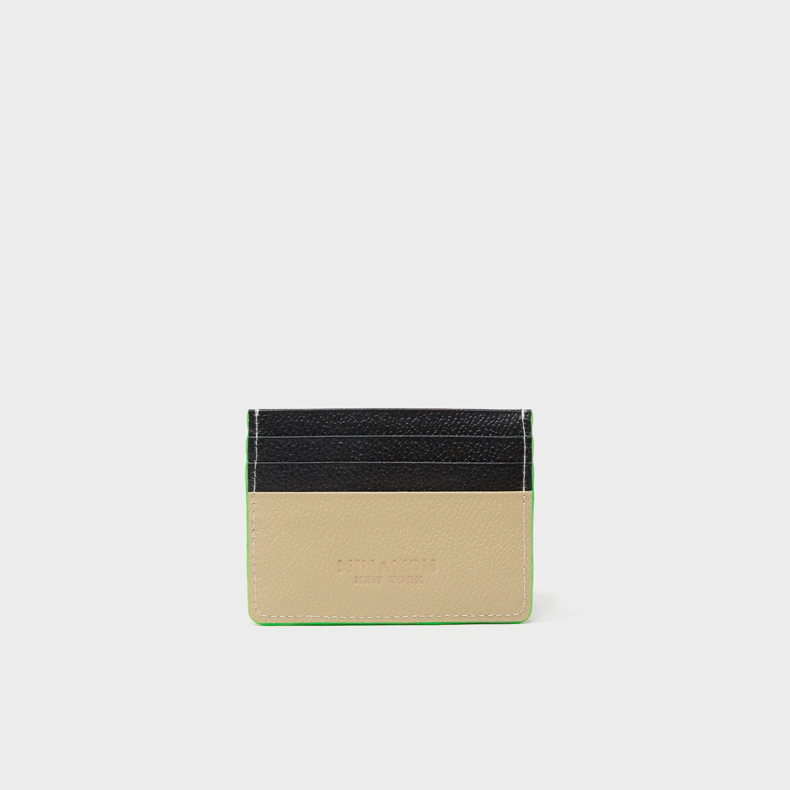 Filium Taos Taupe Leather Cardholder - Retro Tiger Embroidery - Back