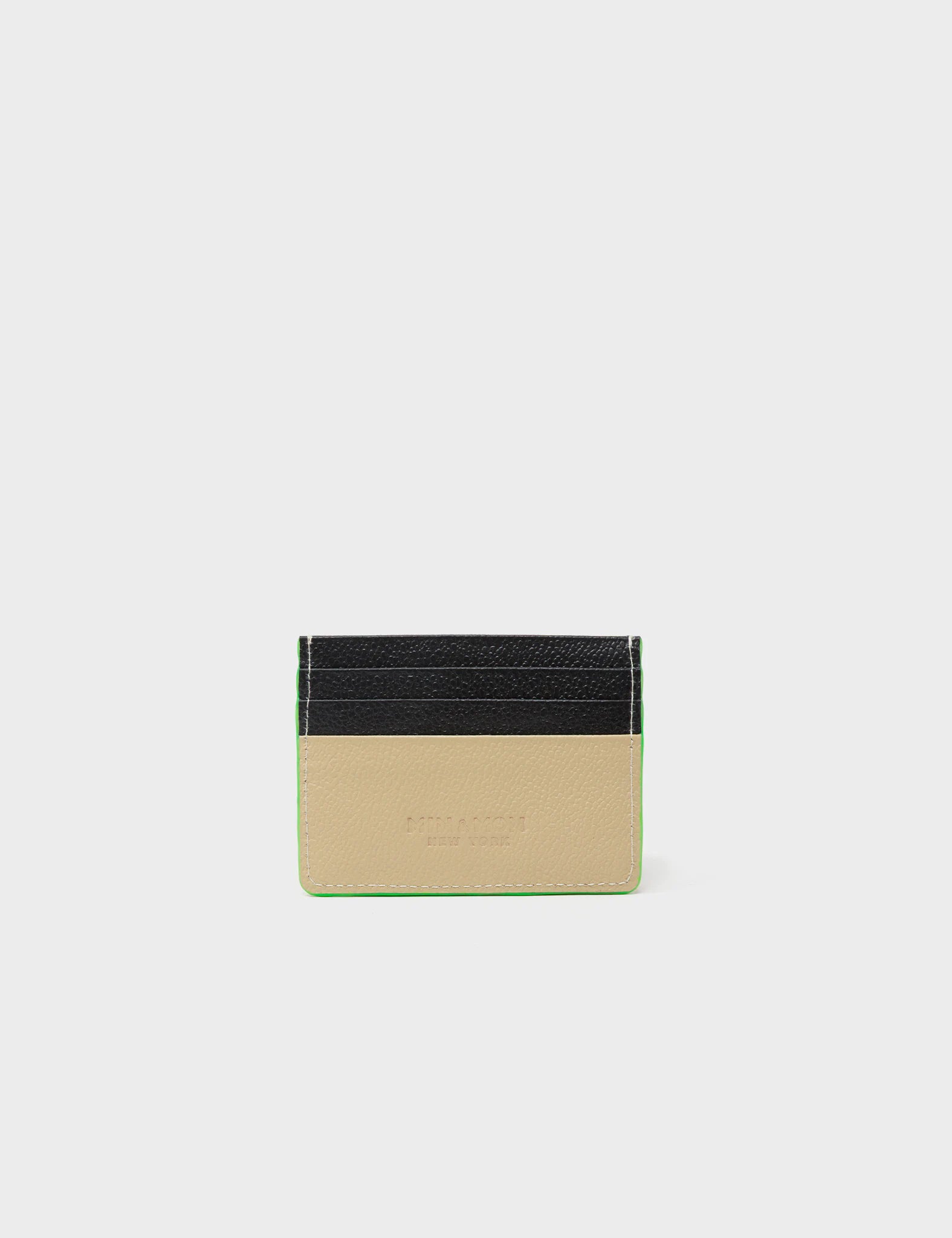 Filium Taos Taupe Leather Cardholder - Retro Tiger Embroidery - Back