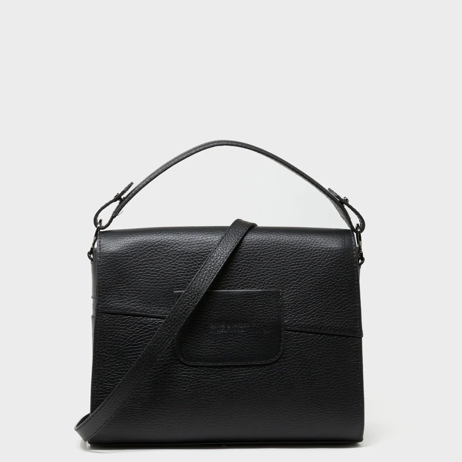 Anastasio Medium Crossbody Handbag Black Leather - All Over Eyes Embroidery - Back View