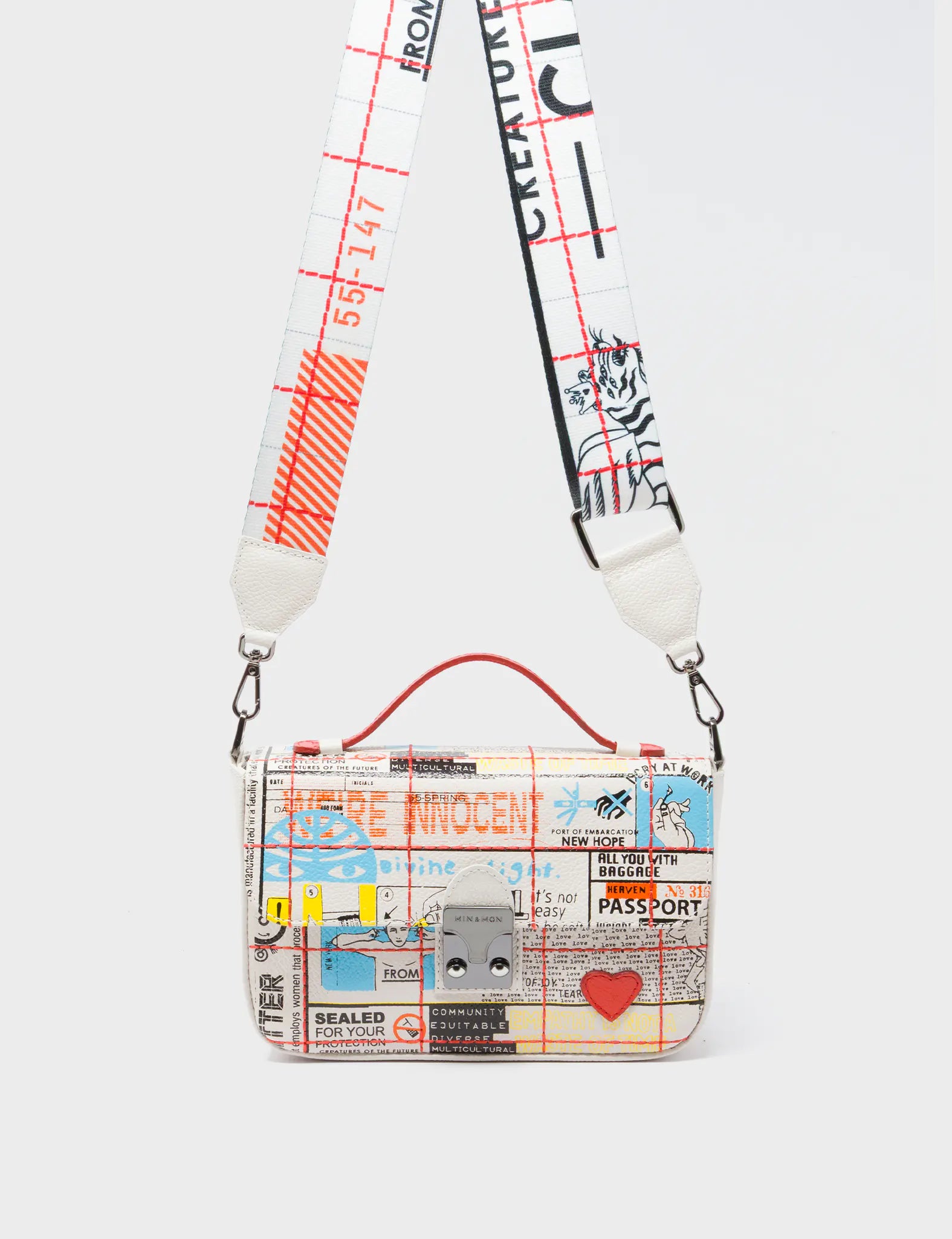 Amantis Cream Leather Crossbody Mini Handbag - Kind Type Design - Strap View