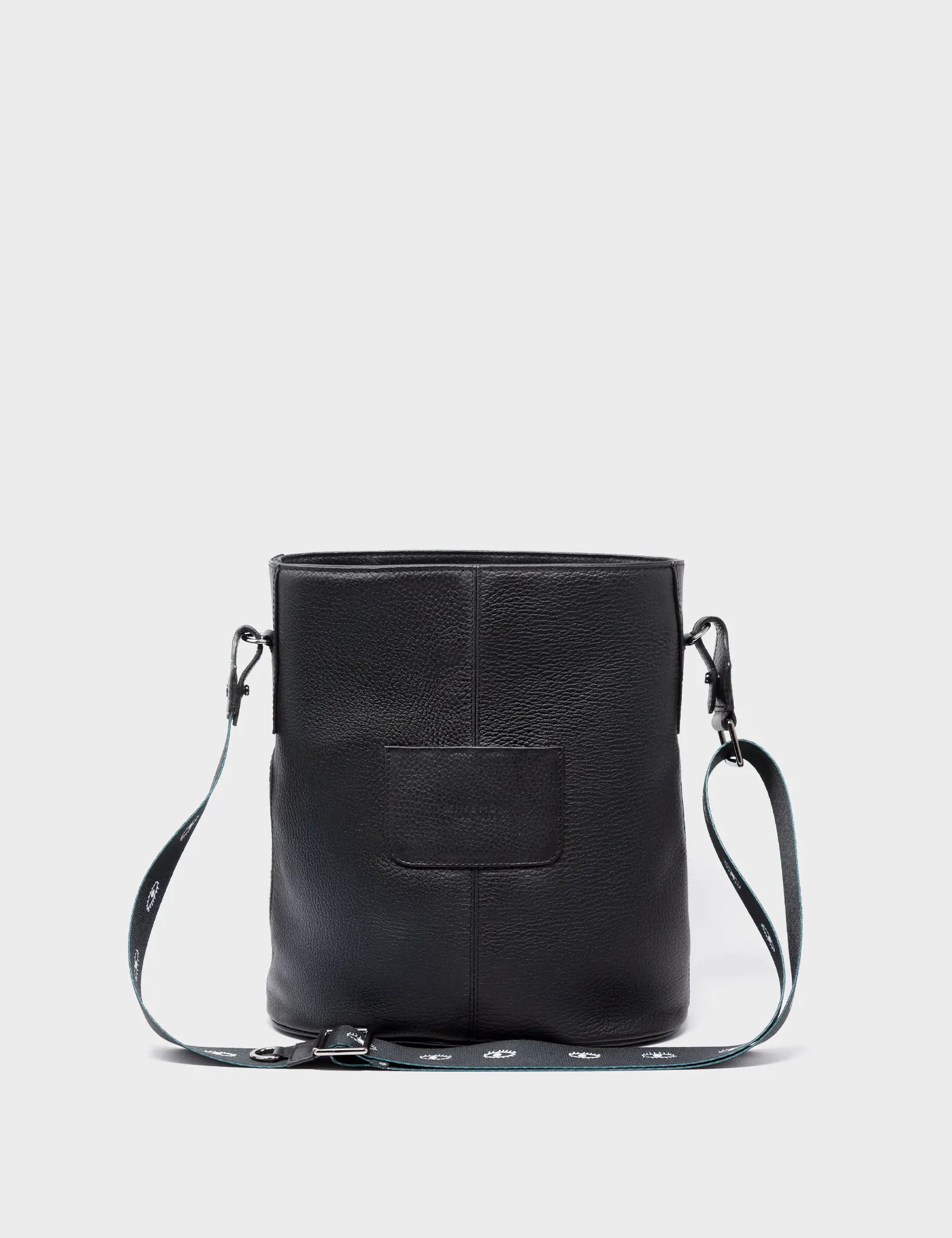 Vincent Black Leather Shoulder Bag - Tangle Tales Black Design - Back View