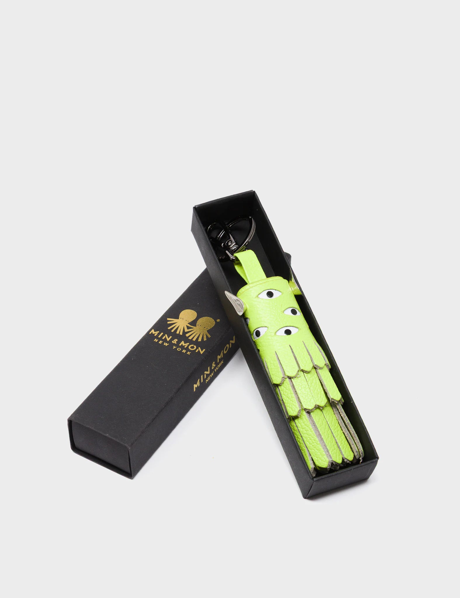 Oliver The Ox Charm - Sharp Green Leather Keychain - package