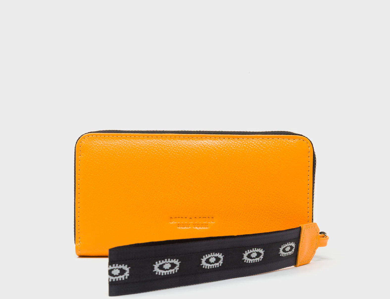 Francis Flamingo Orange Leather Wallet - All Over Eyes Embroidery - Back view
