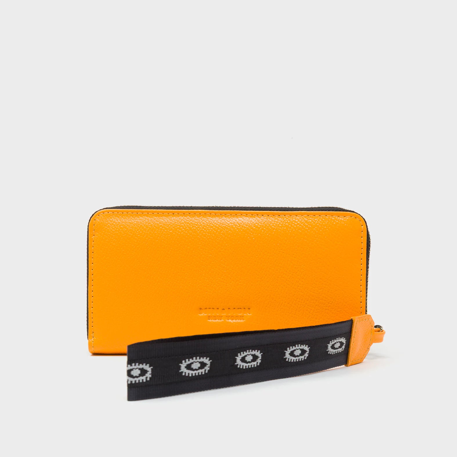 Francis Flamingo Orange Leather Wallet - All Over Eyes Embroidery - Back view