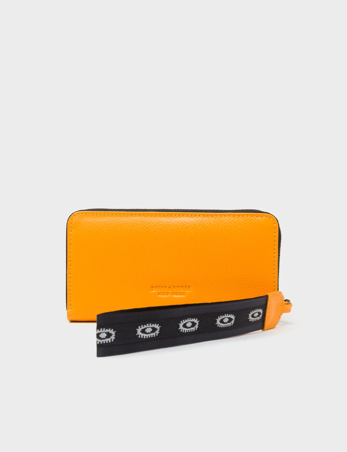 Francis Flamingo Orange Leather Wallet - All Over Eyes Embroidery - Back view