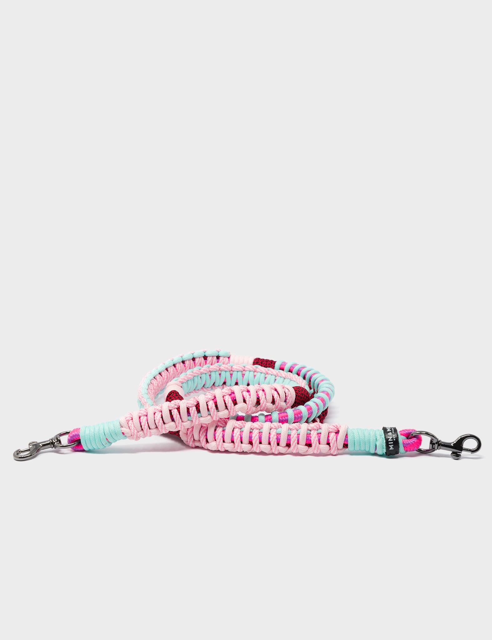 Detachable Shoulder Strap - Fuchsia, Pink and Blue Handwoven Paracord - Detail View