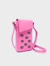 Max Bubblegum Pink Cellphone Crossbody Pouch - All Over Eyes Embroidery