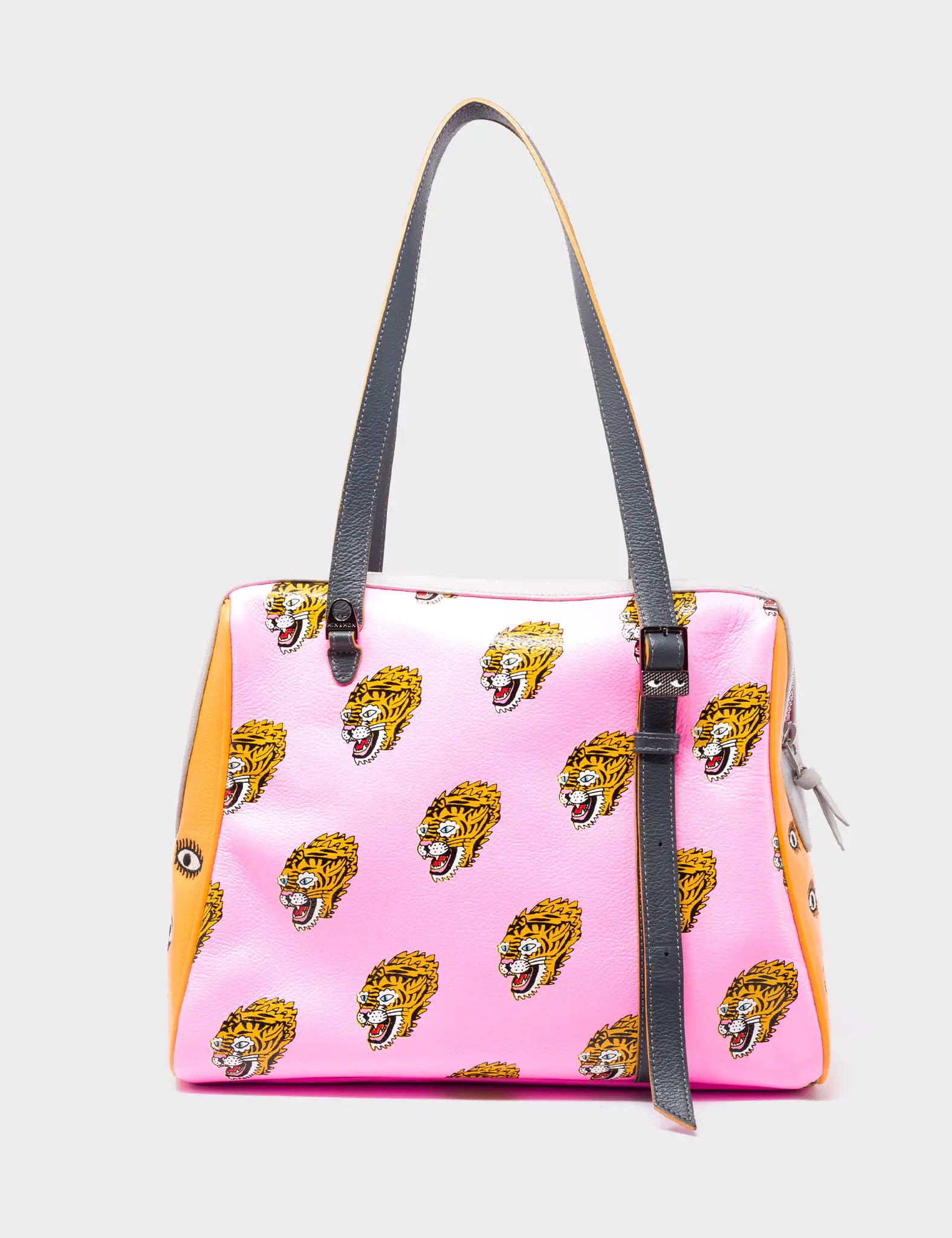 Esther Taffy Pink Satchel Bag - El Trópico Print Design - Back View