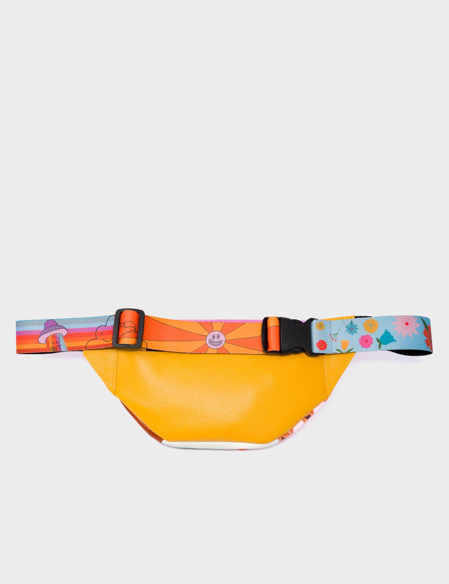 Fanny Pack Cream And Marigold Leather - Eyes Pattern Debossed - Back 