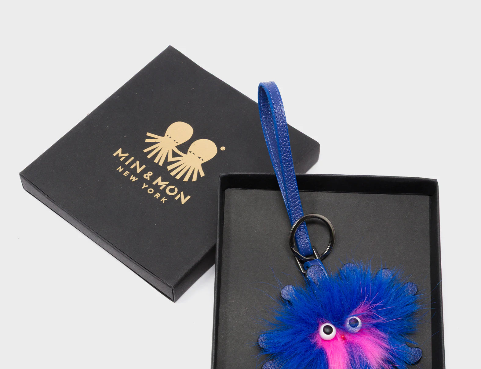 Velvoria - Royal Blue Leather Bag Charm - Package