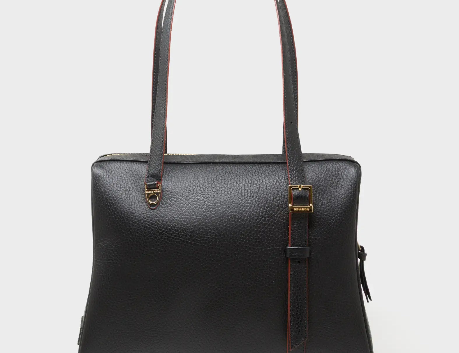 Esther Black Satchel Bag - Retro Tiger Embroidery - Back View
