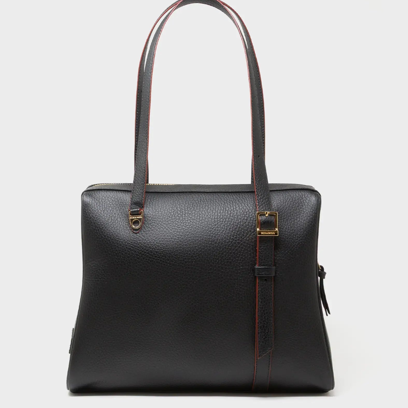 Esther Black Satchel Bag - Retro Tiger Embroidery - Back View