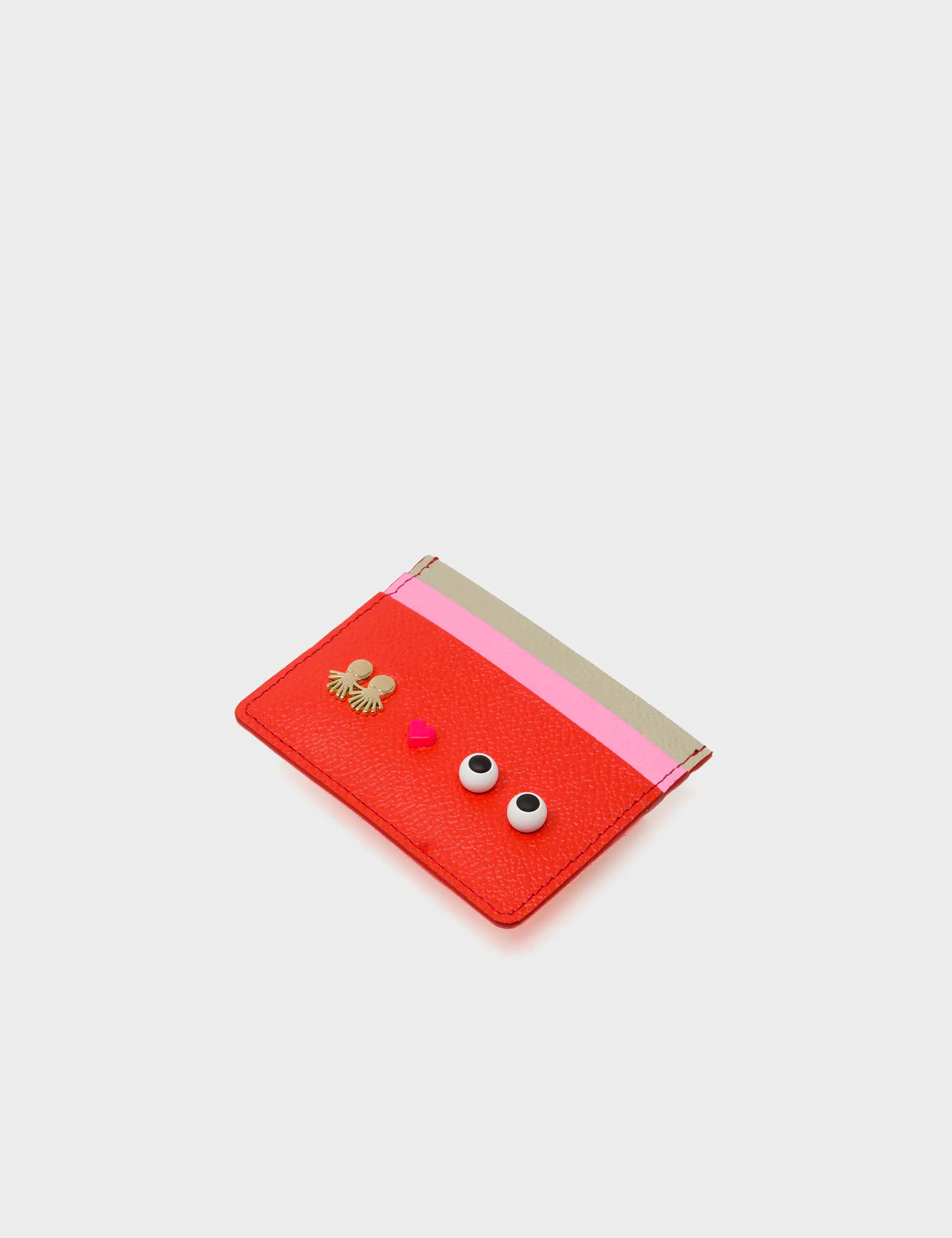 Filium Fiesta Red Leather Cardholder - Studs - Side