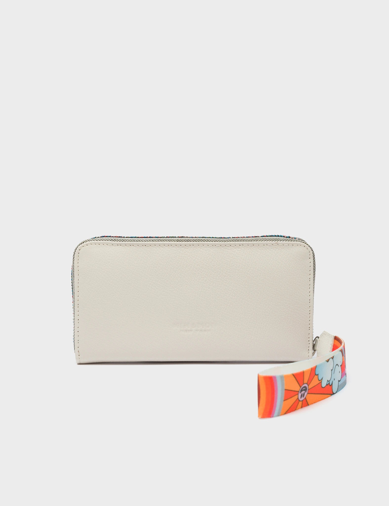 Francis Cream Leather Wallet - Groovy Rainbow Design - back 