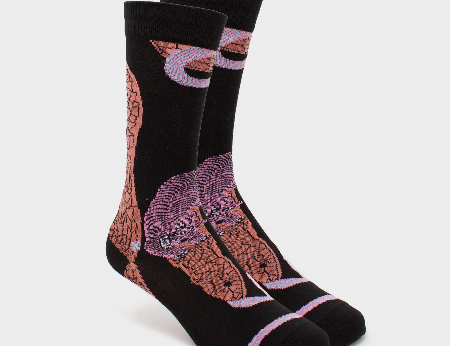 Black and Pink Socks - Tangle Tales - Side view