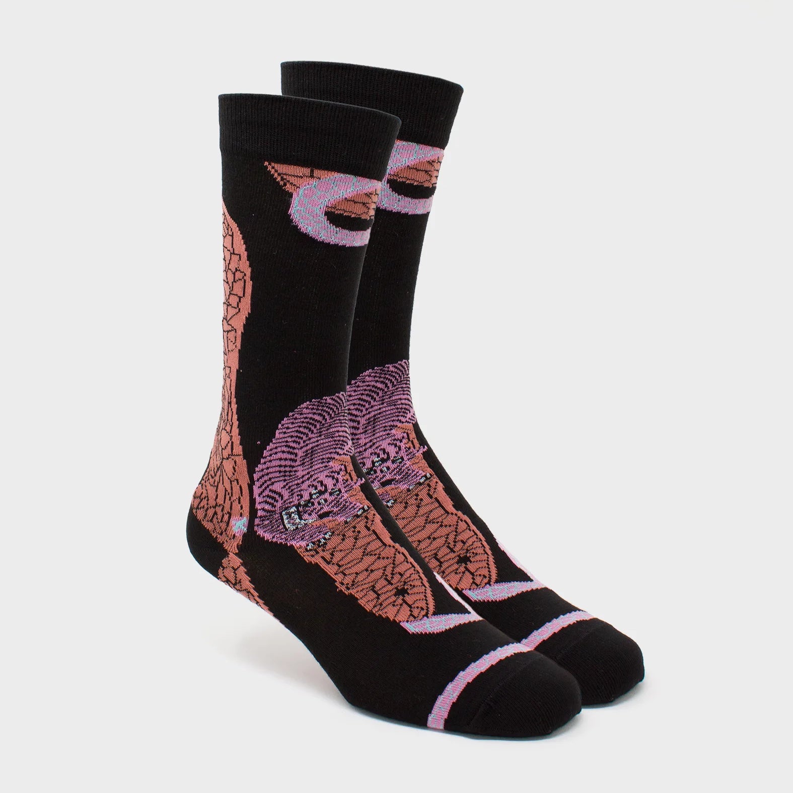 Black and Pink Socks - Tangle Tales - Side view