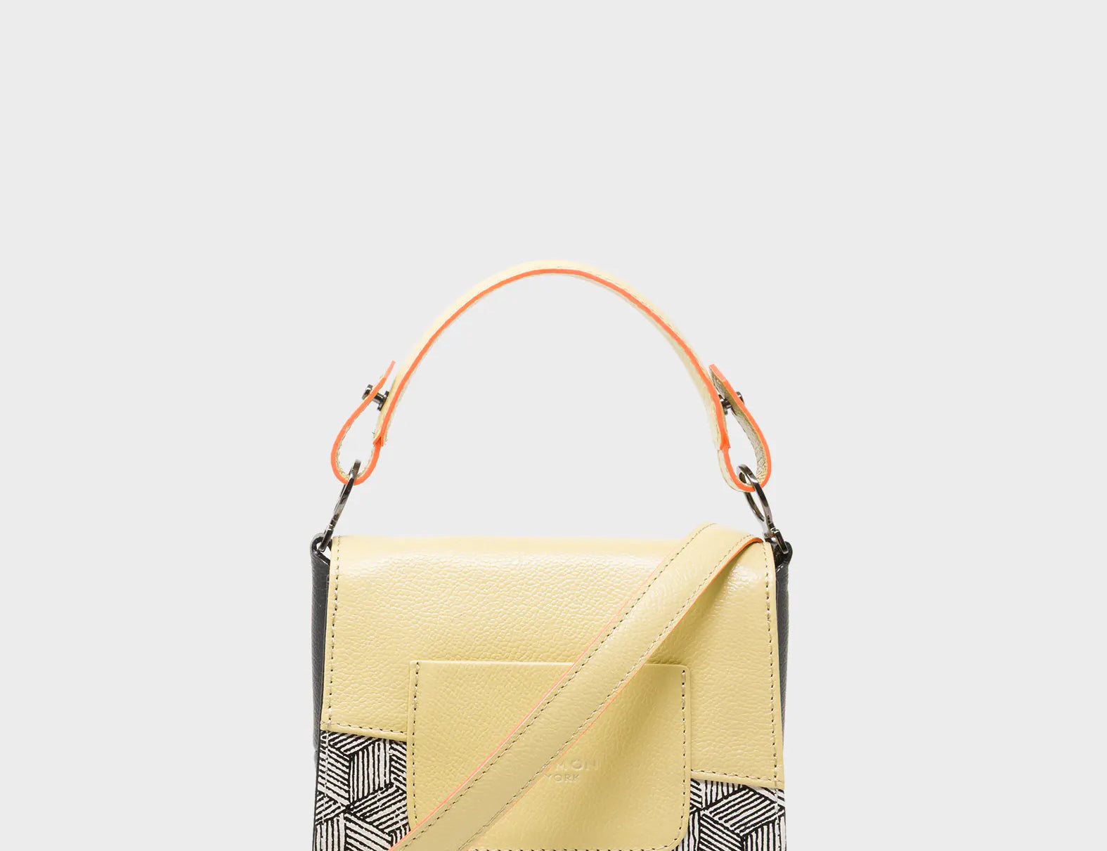 Anastasio Micro Crossbody Handbag Cream and Cocoon Leather - Cubes Design - Back View