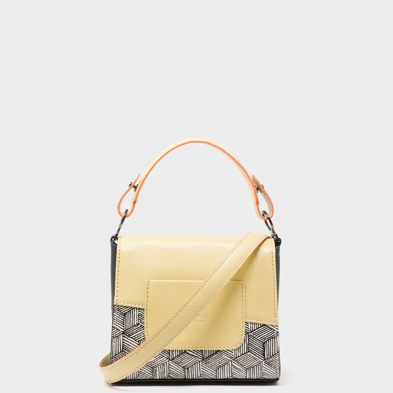 Anastasio Micro Crossbody Handbag Cream and Cocoon Leather - Cubes Design - Back View