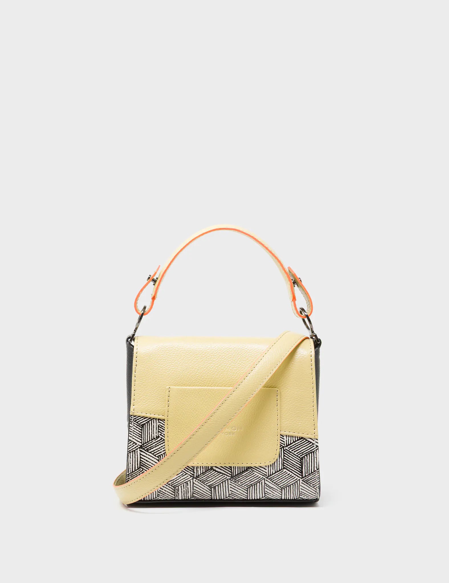 Anastasio Micro Crossbody Handbag Cream and Cocoon Leather - Cubes Design - Back View