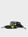 Detachable Black Leather Shoulder Strap - Floralia Embroidery 
