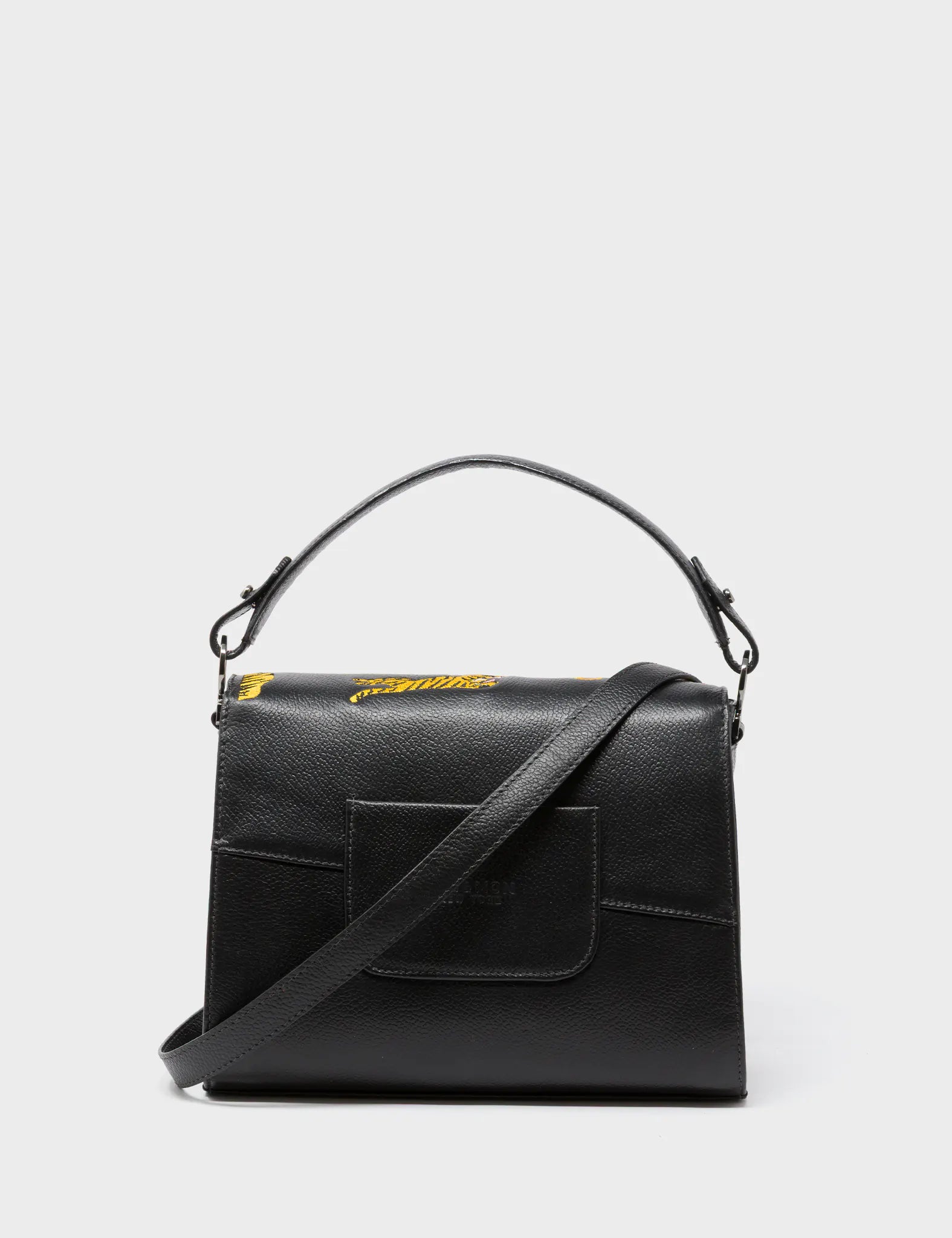 Anastasio Mini Crossbody Handbag Black Leather - Tigers Pattern - Back