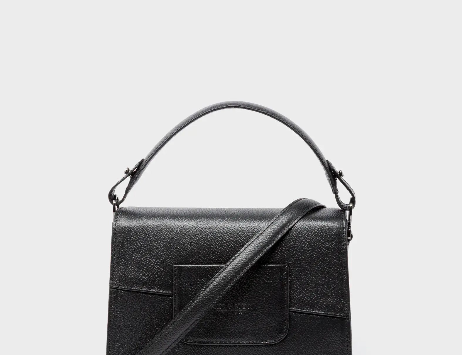 Anastasio Mini Crossbody Handbag Black Leather - Tiger and Snake Print - Back View