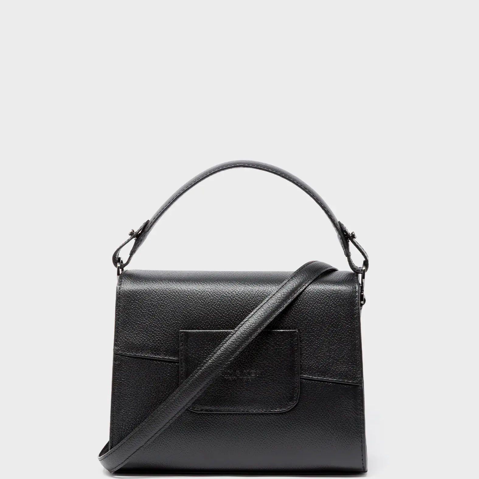 Anastasio Mini Crossbody Handbag Black Leather - Tiger and Snake Print - Back View