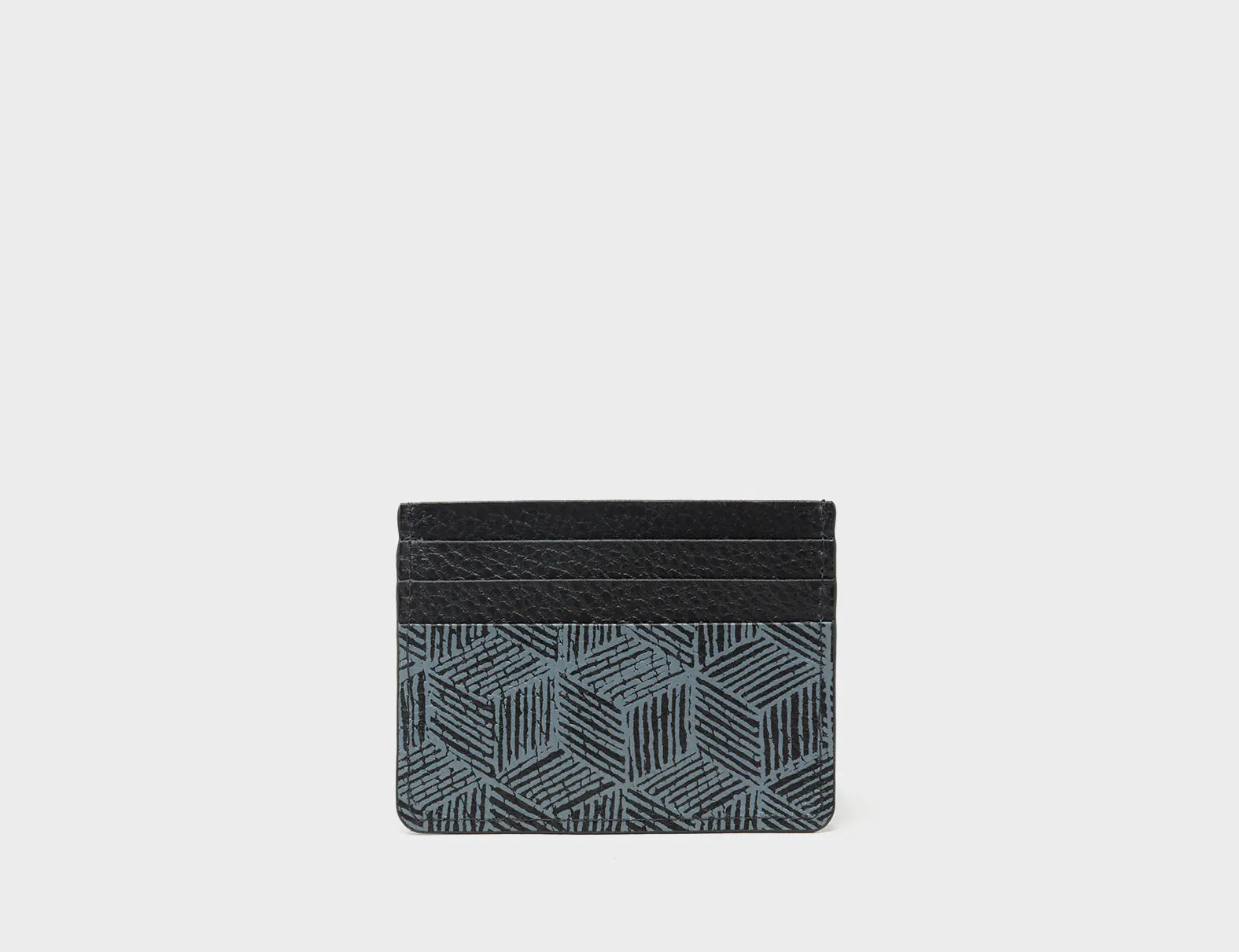 Filium Black Leather Cardholder - Cubes Design -Back View