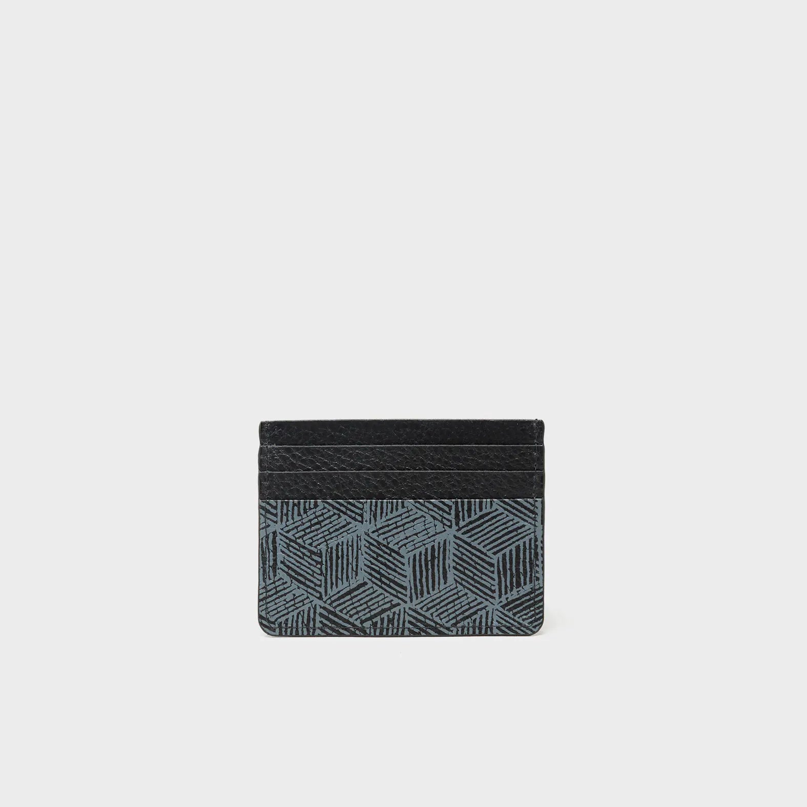 Filium Black Leather Cardholder - Cubes Design -Back View
