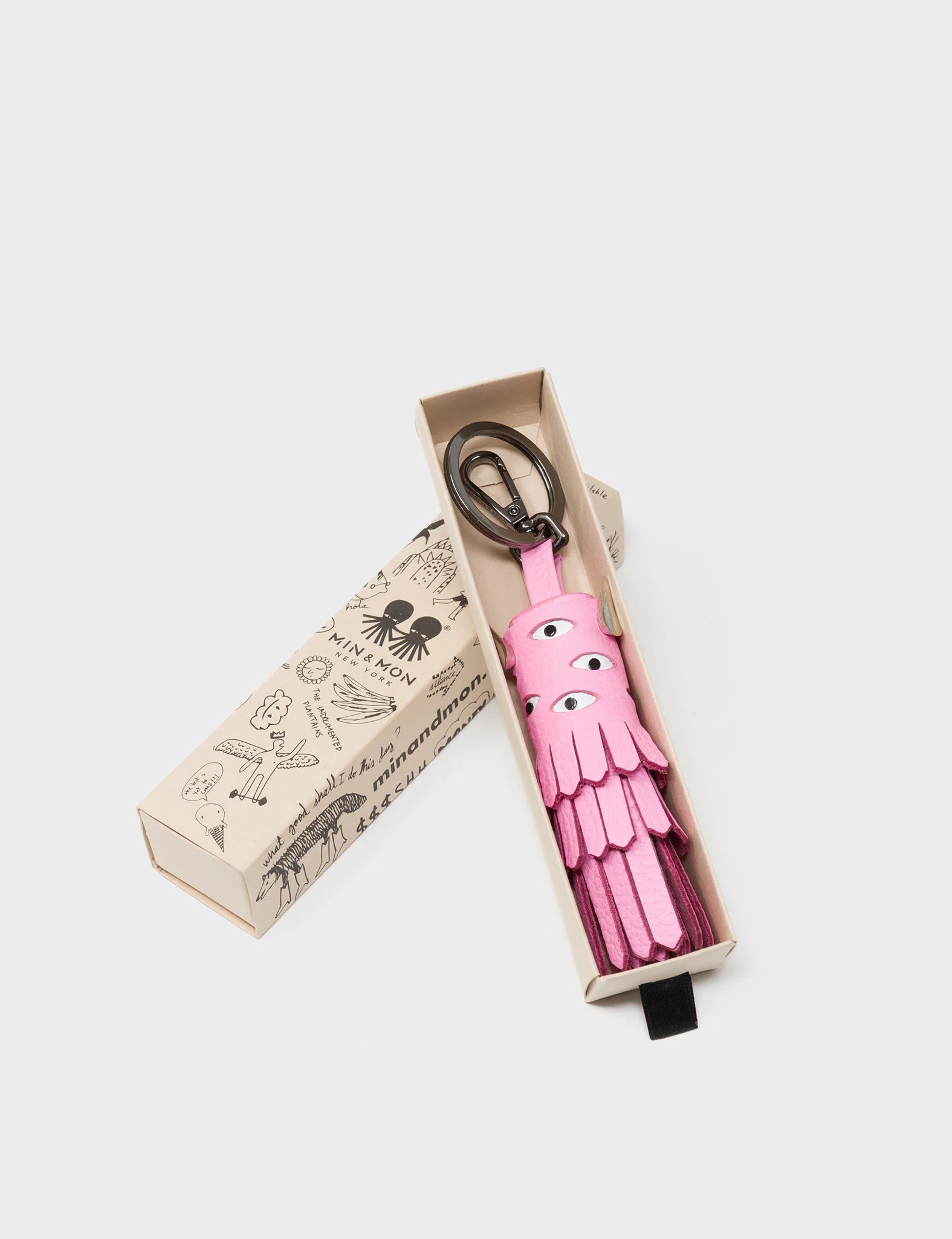 Oliver The Ox Charm - Bubblegum Pink Leather Keychain - Package