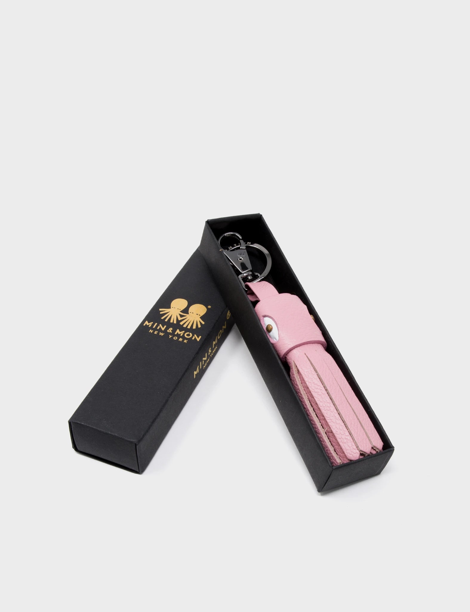 Calamari Charm - Blush Pink Leather Keychain - Package