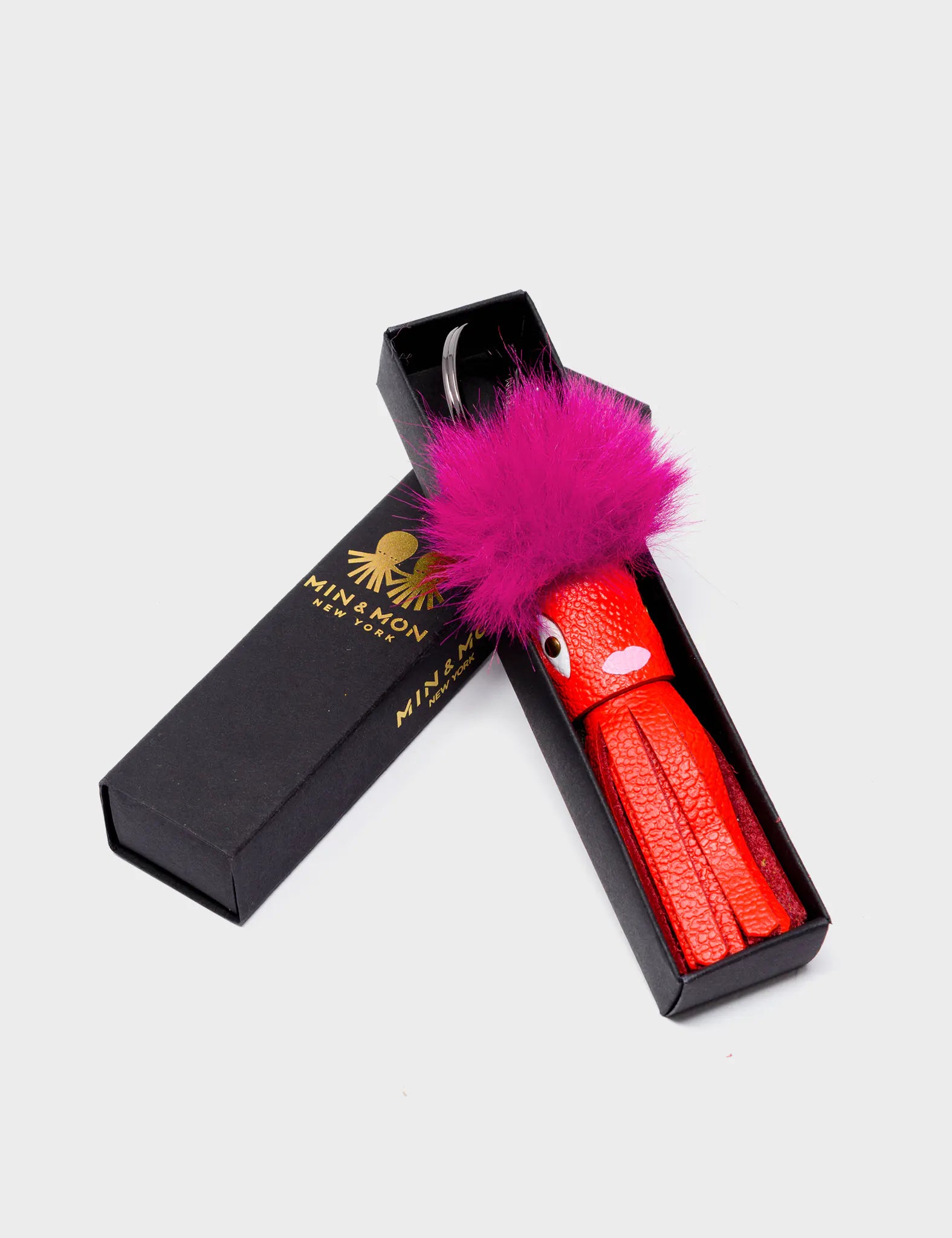 Callie Marie Mayne - Fiesta Red Leather and Fuchsia Faux Fur - Package