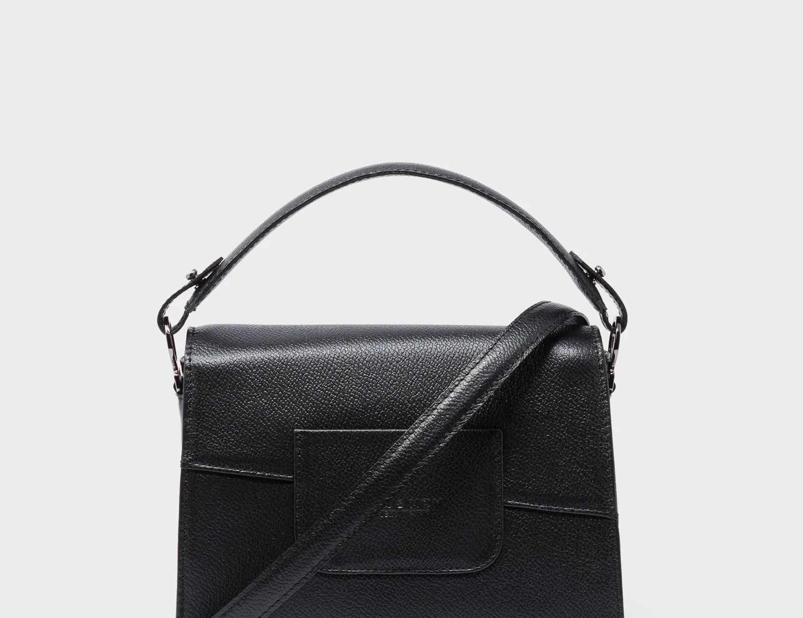 Anastasio Mini Crossbody Handbag Black Leather - All Over Eyes Embroidery - Back View