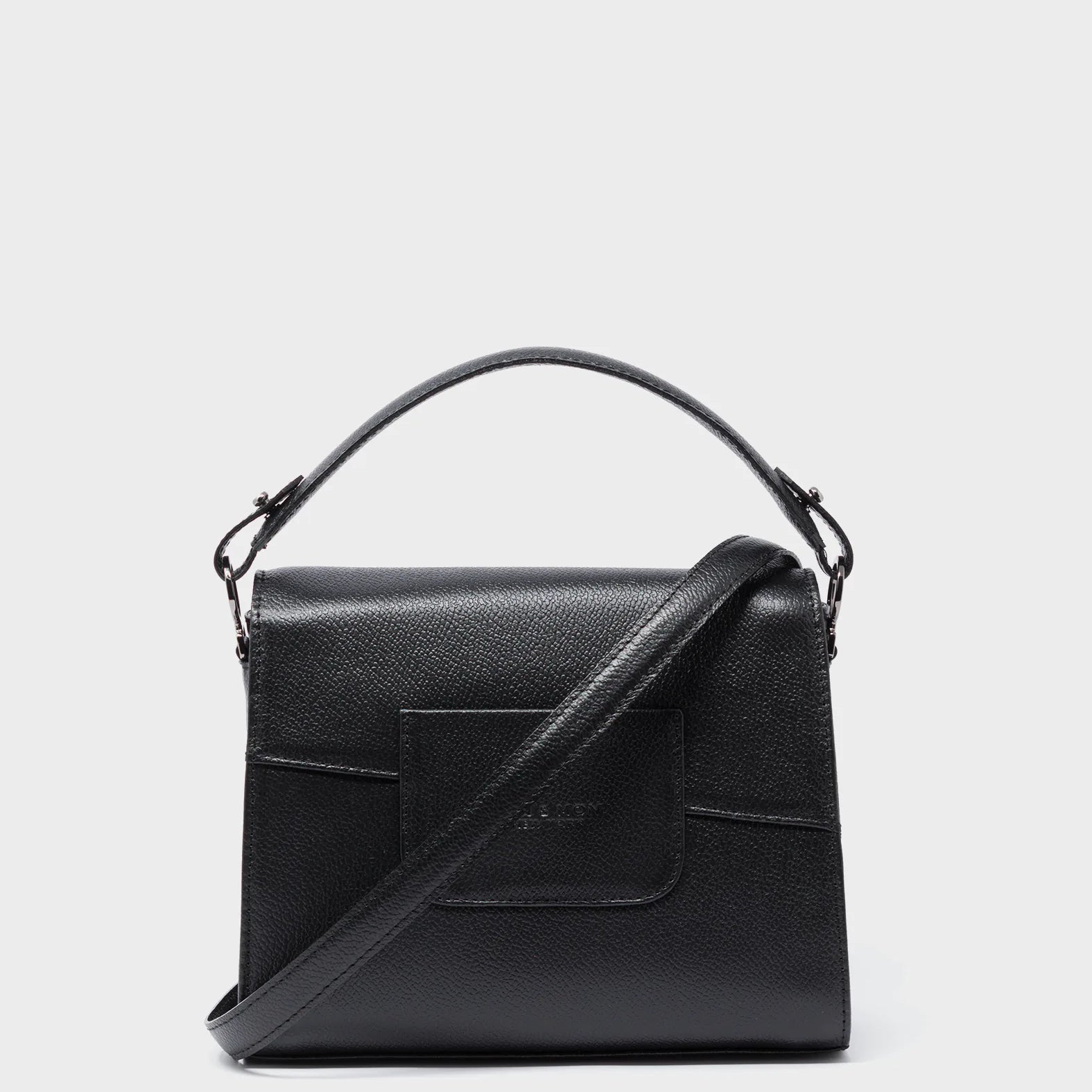 Anastasio Mini Crossbody Handbag Black Leather - All Over Eyes Embroidery - Back View
