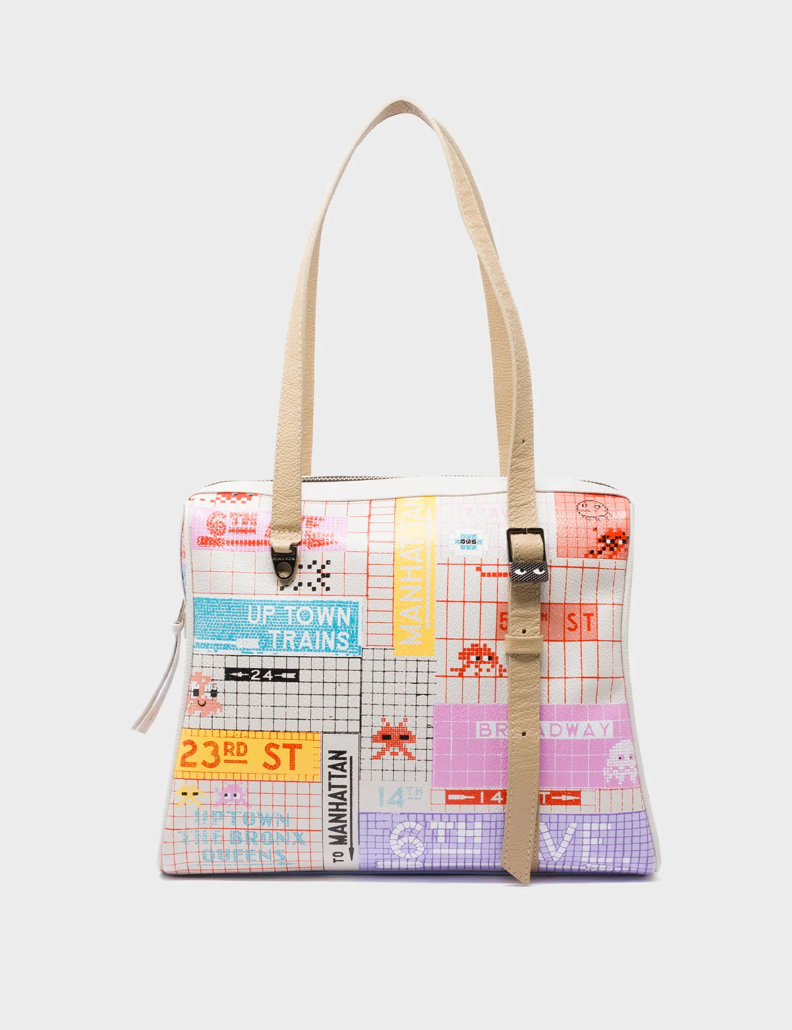 Esther Cream Satchel Bag - Subway Stories Design - Back View