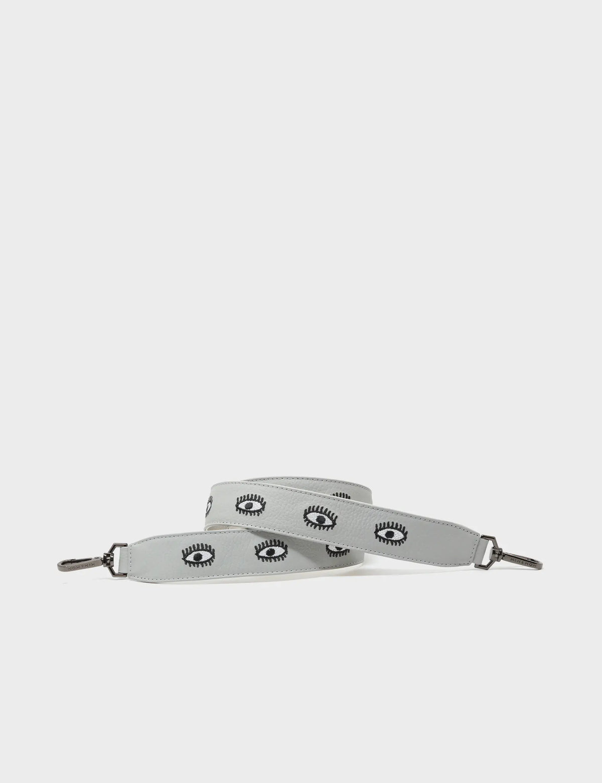 Detachable Moonwalk Gray Leather Shoulder Strap - All Over Eyes Embroidery - Main View