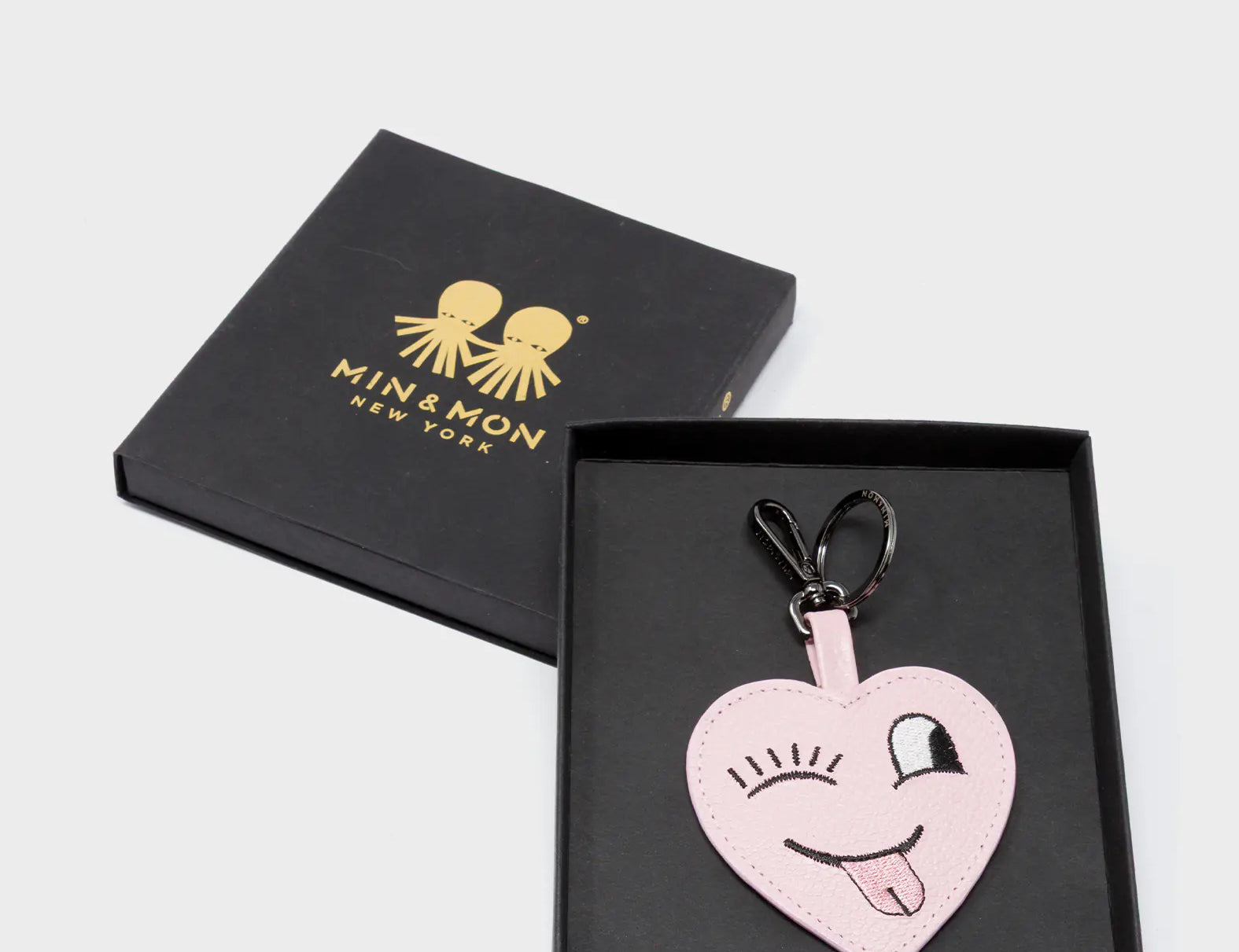 Hearty Smile Charm - Parfait Pink Leather Keychain - Package